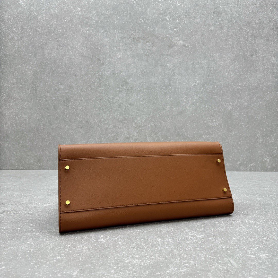 The Row Margaux EW Top Handle Bag in Brown Smooth Calfskin