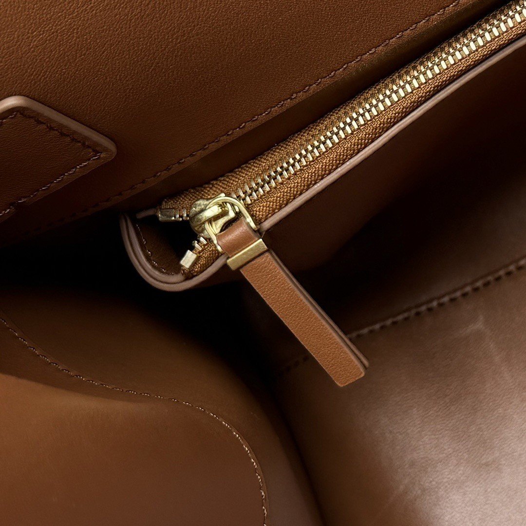 The Row Margaux EW Top Handle Bag in Brown Smooth Calfskin