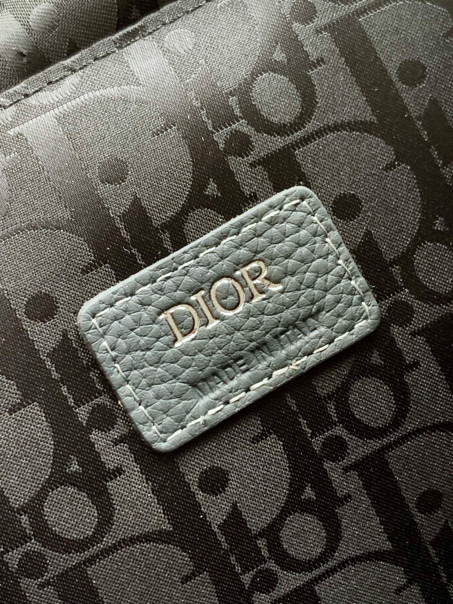 Dior Saddle Backpack with Flap in Grey Grained Calfskin