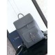 Dior Saddle Backpack with Flap in Grey Grained Calfskin