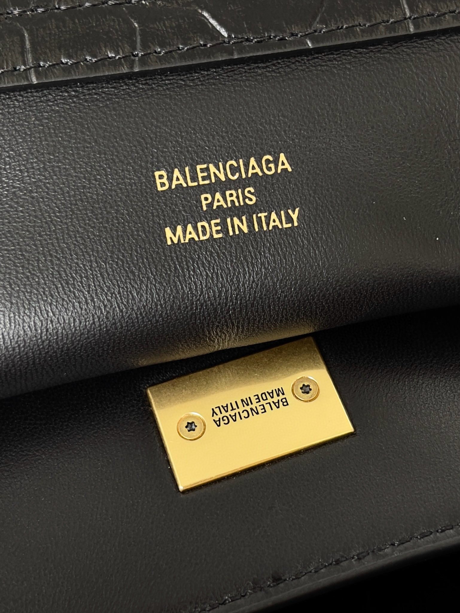 Balenciaga Rodeo Large Bag in Black Crocodile Embossed Calfskin