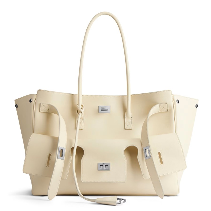 Balenciaga Bel Air Carry All Medium Bag in Beige Calfskin