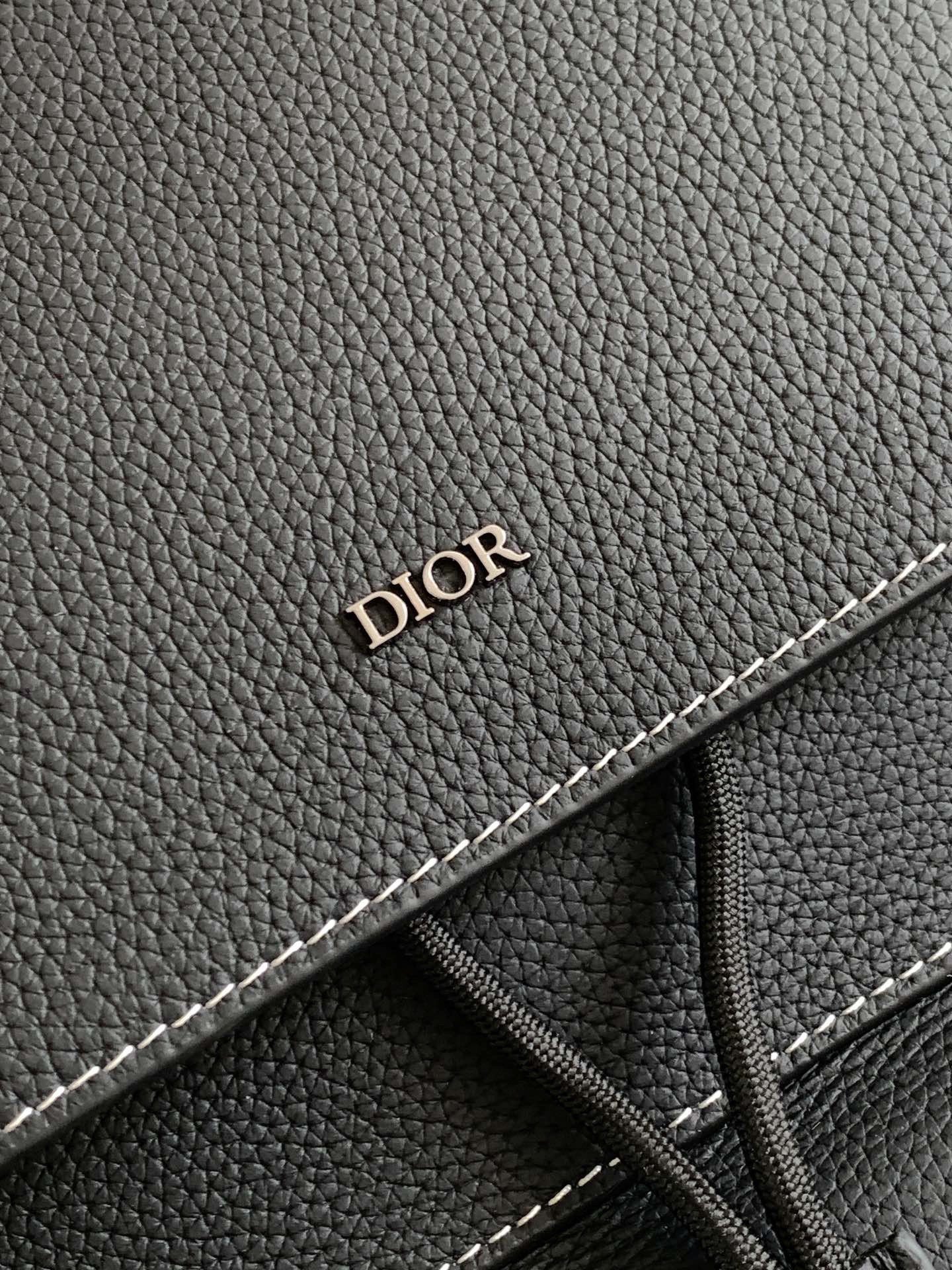 Dior Saddle Backpack with Flap in Black Grained Calfskin