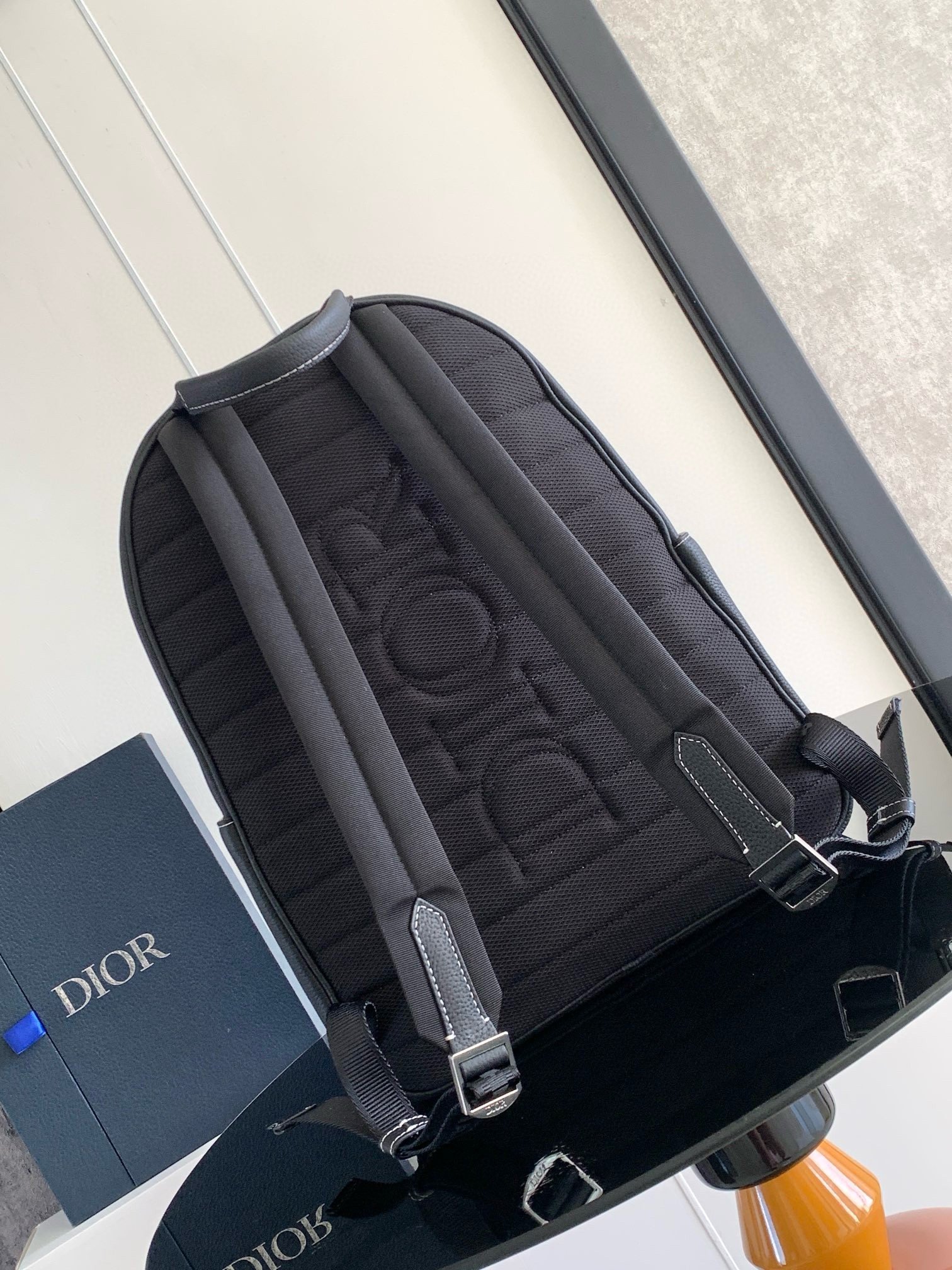 Dior Saddle Zip Backpack in Black Grained Calfskin