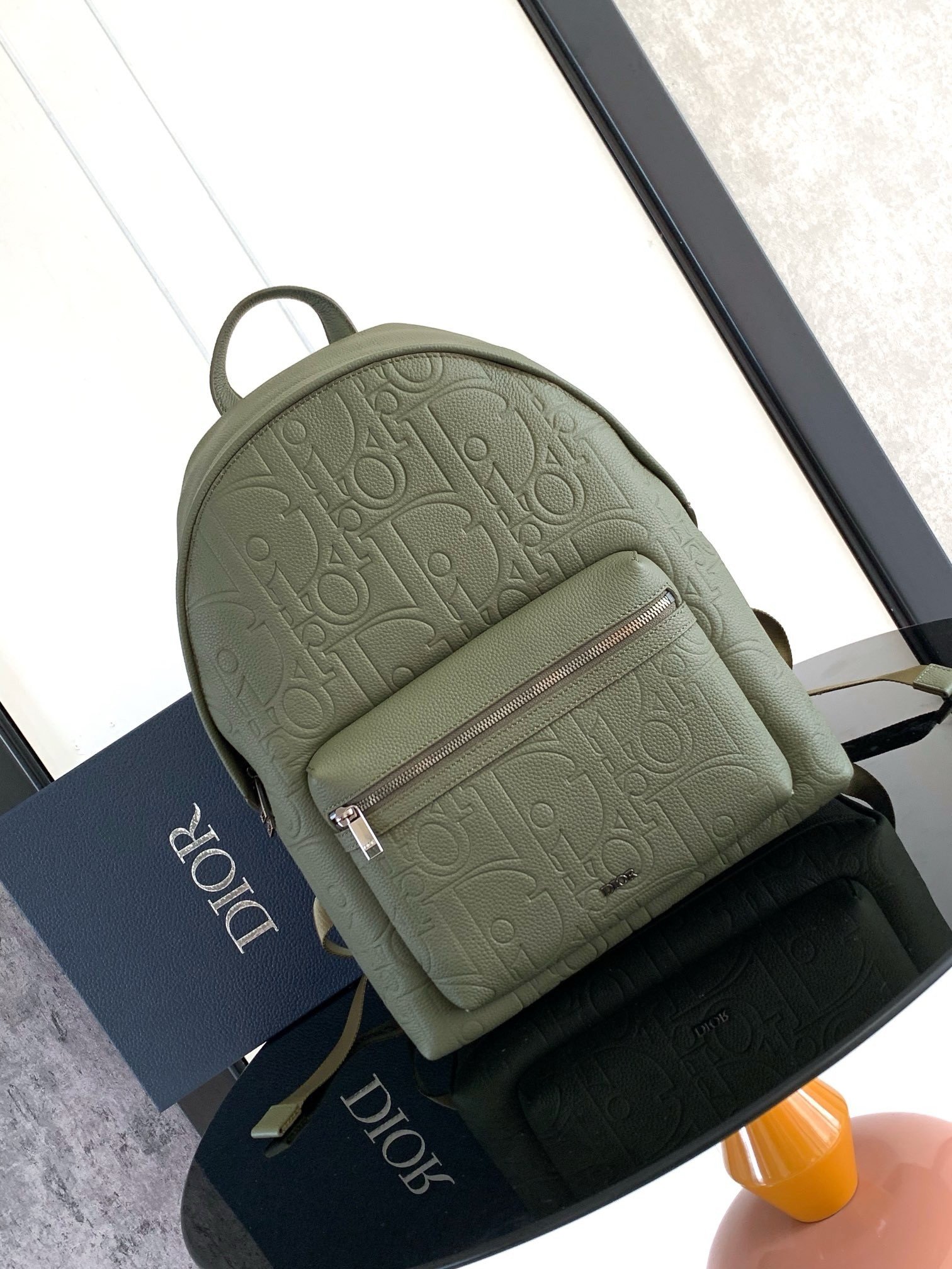 Dior Rider 2.0 Zipped Backpack in Khaki Gravity Leather