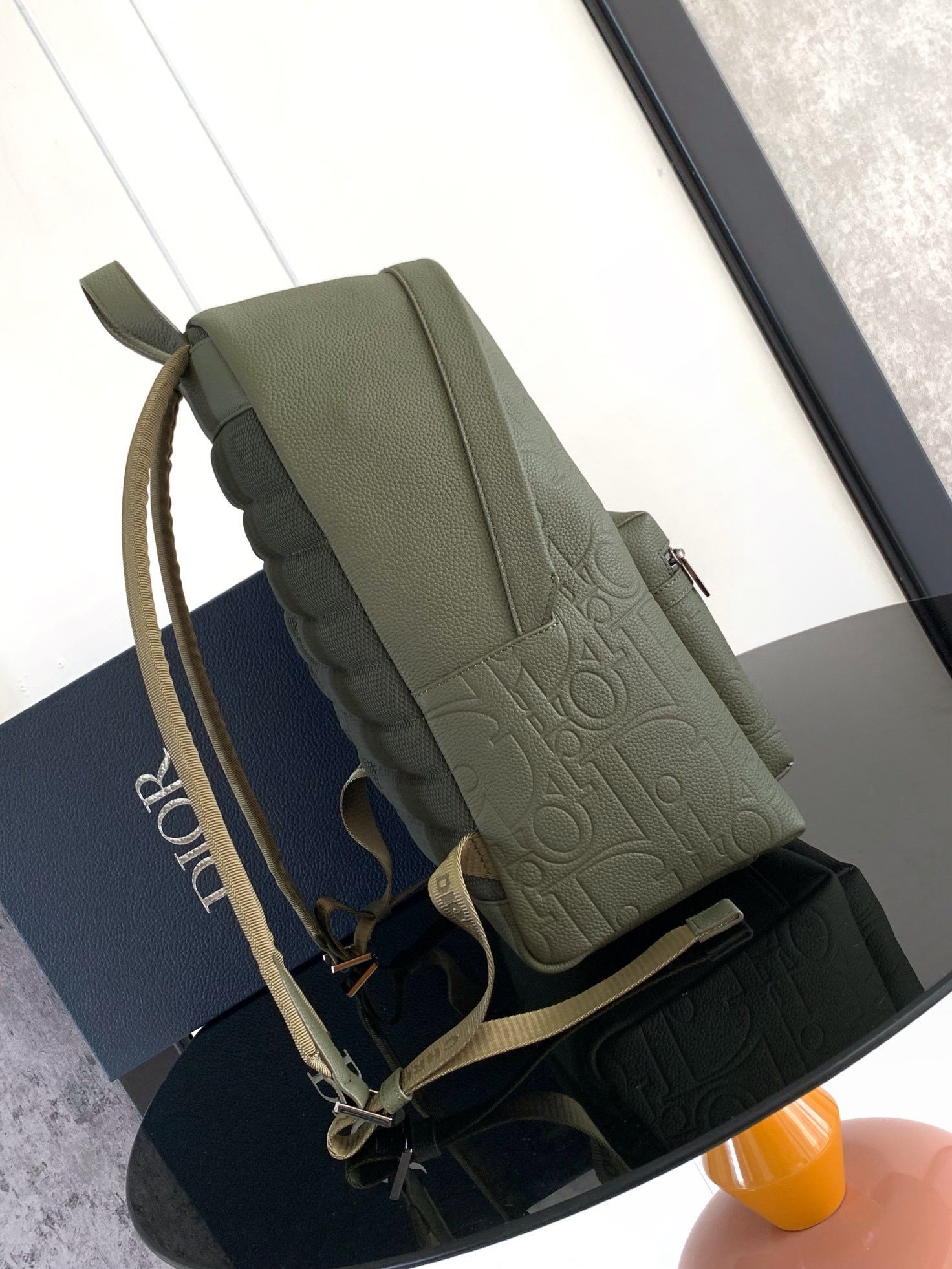 Dior Rider 2.0 Zipped Backpack in Khaki Gravity Leather