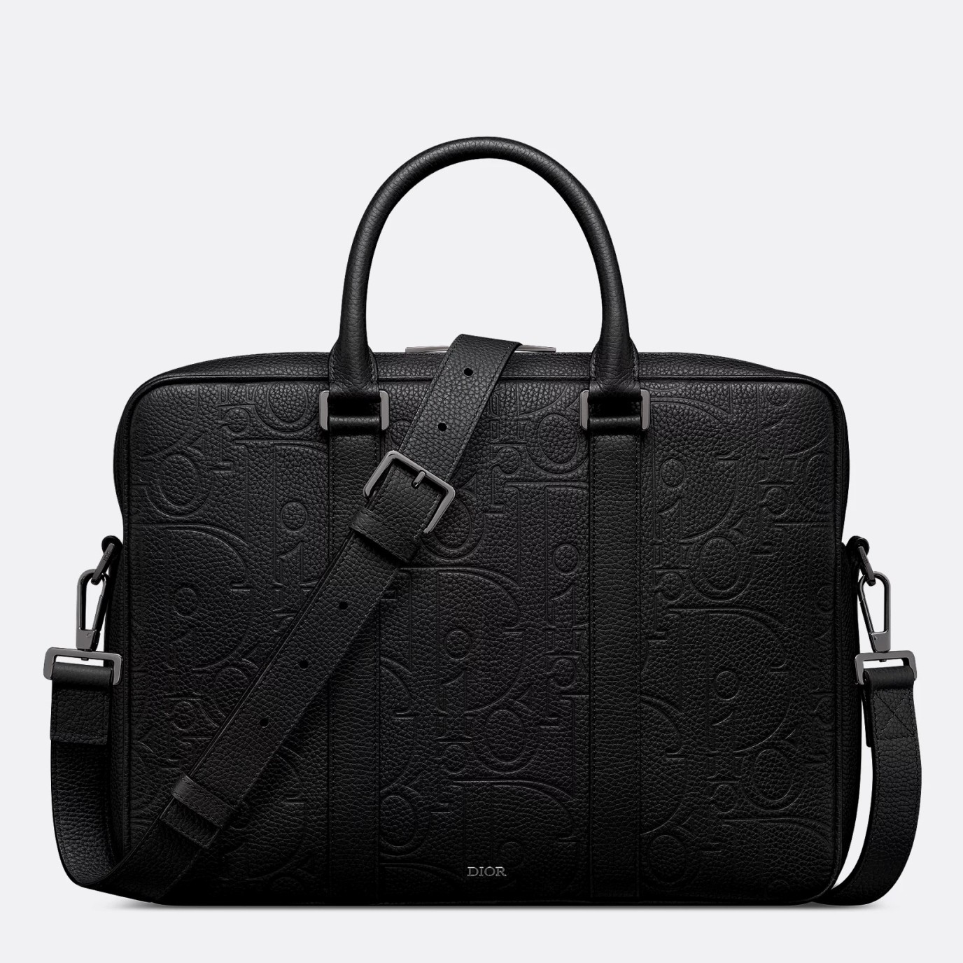 Dior Zipped Briefcase in Black Gravity Leather