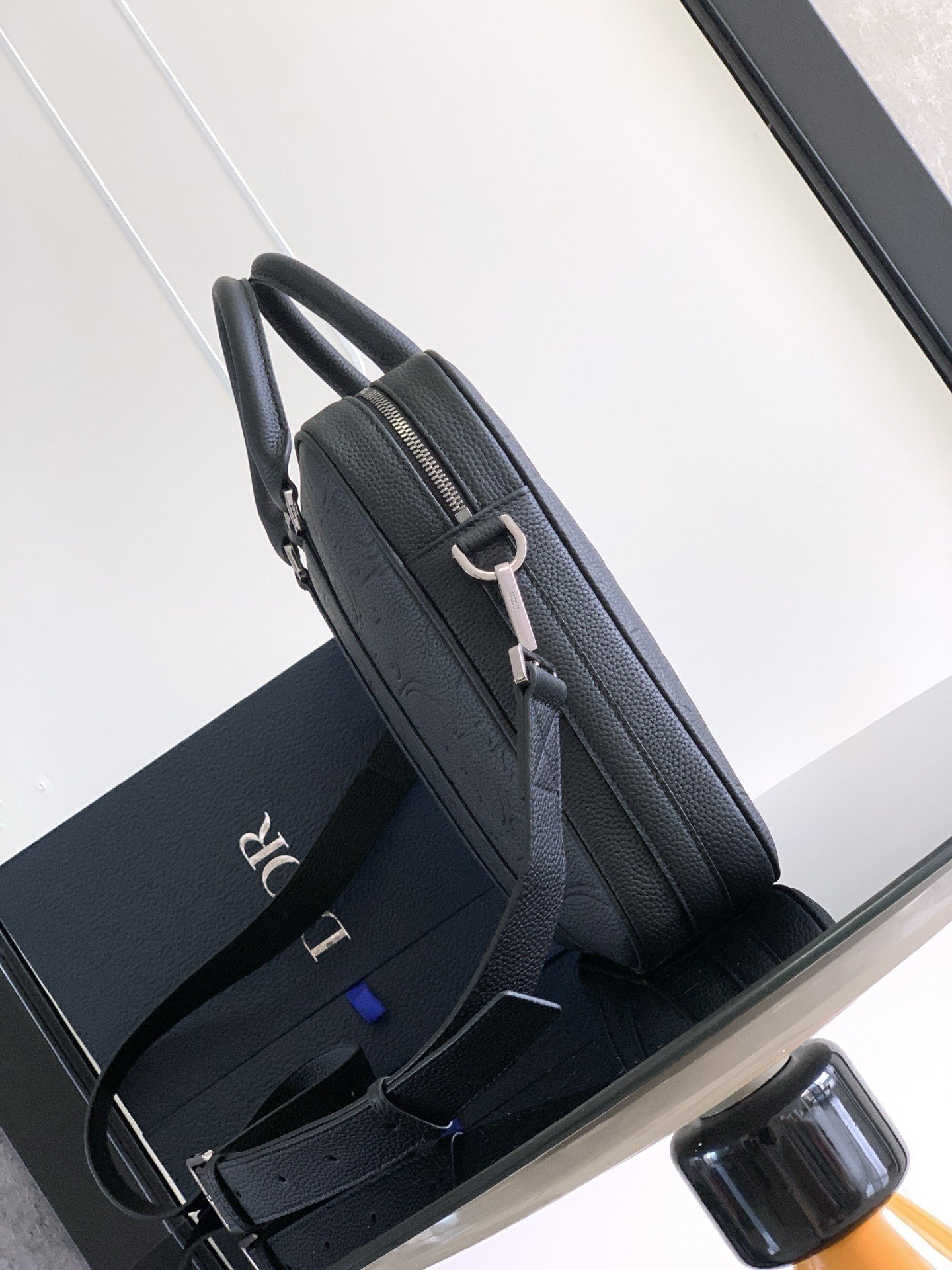 Dior Zipped Briefcase in Black Gravity Leather