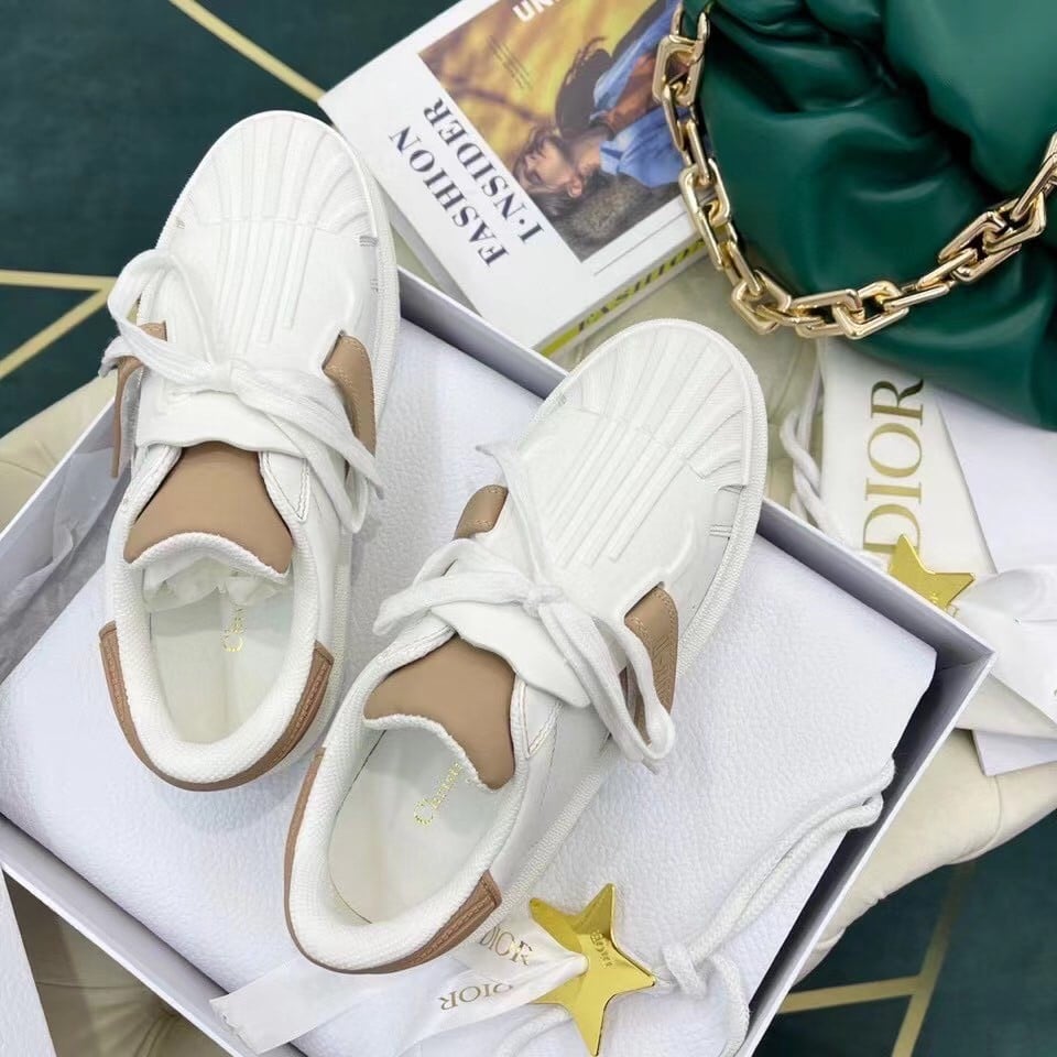 Dior Dior-ID Sneakers In White Leather with Nude Strap