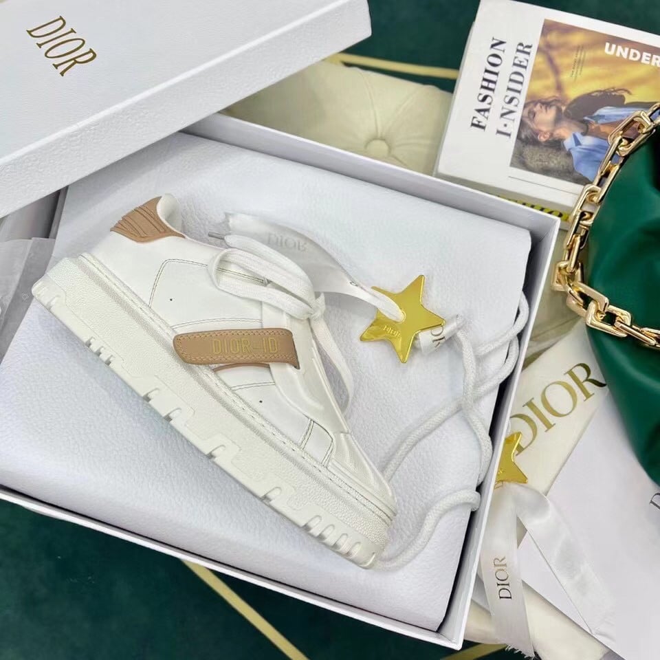 Dior Dior-ID Sneakers In White Leather with Nude Strap