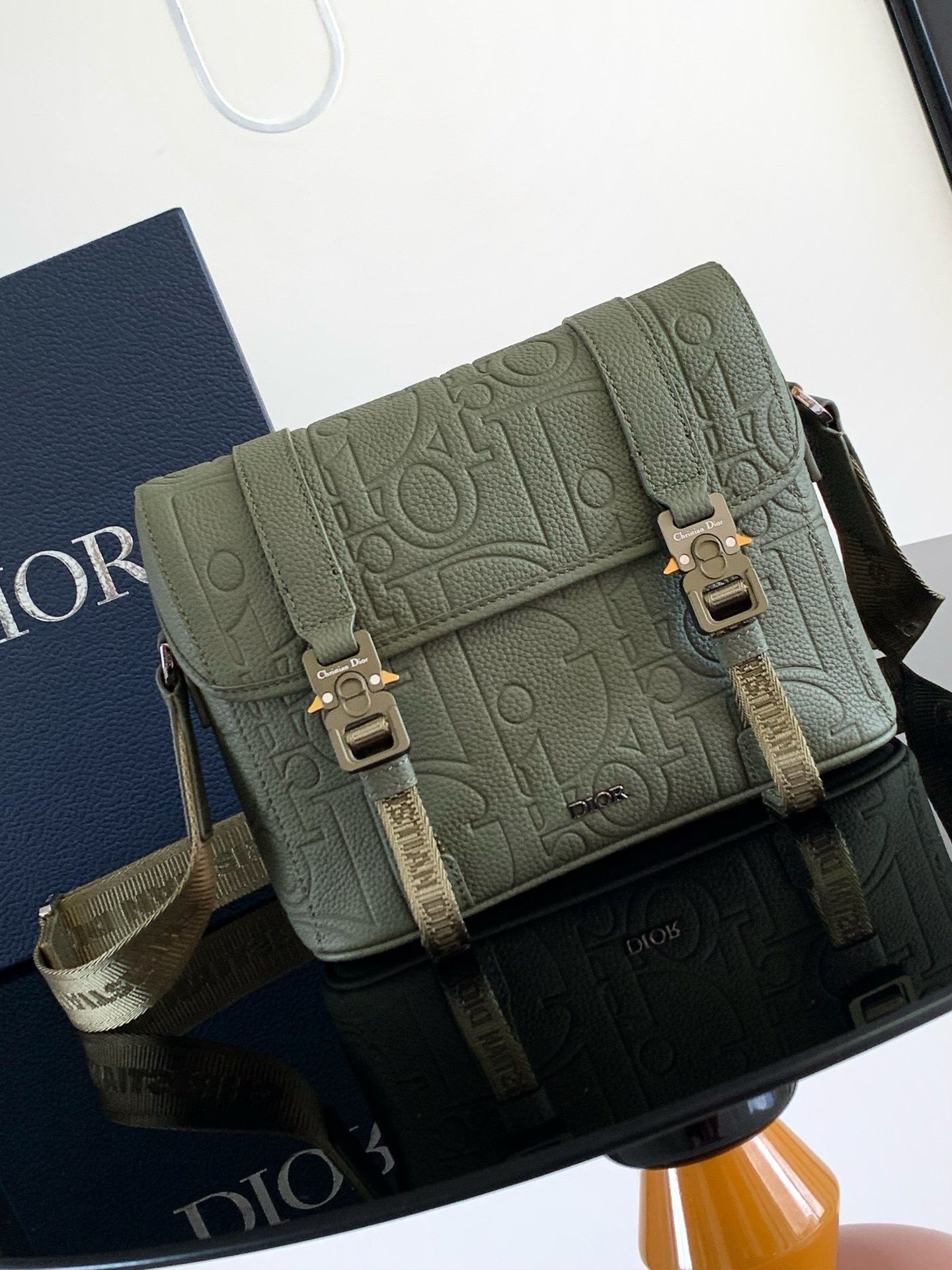 Dior Hit the Road Flap Messenger Bag in Khaki Gravity Leather