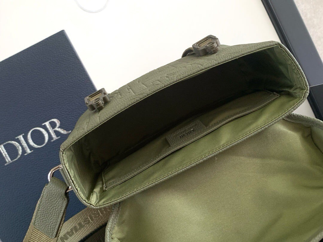 Dior Hit the Road Flap Messenger Bag in Khaki Gravity Leather