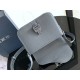 Dior Men's Small Saddle Messenger Bag in Grey Grained Calfskin