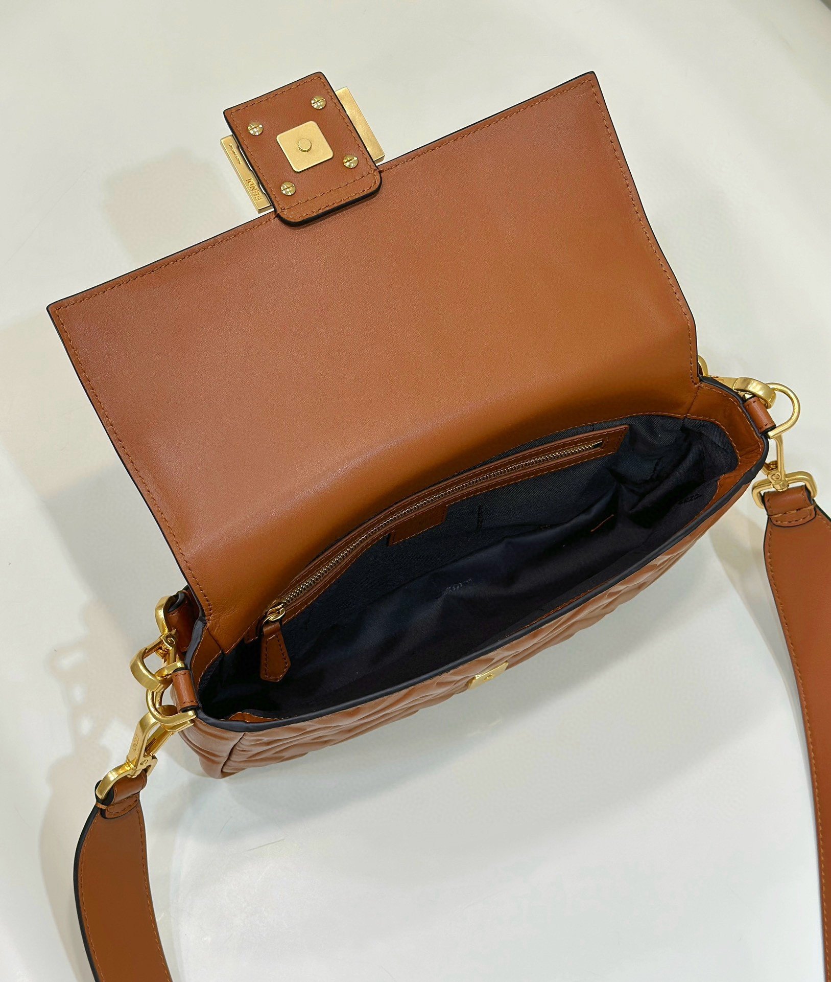 Fendi Medium Baguette Bag in Brown FF Nappa Leather