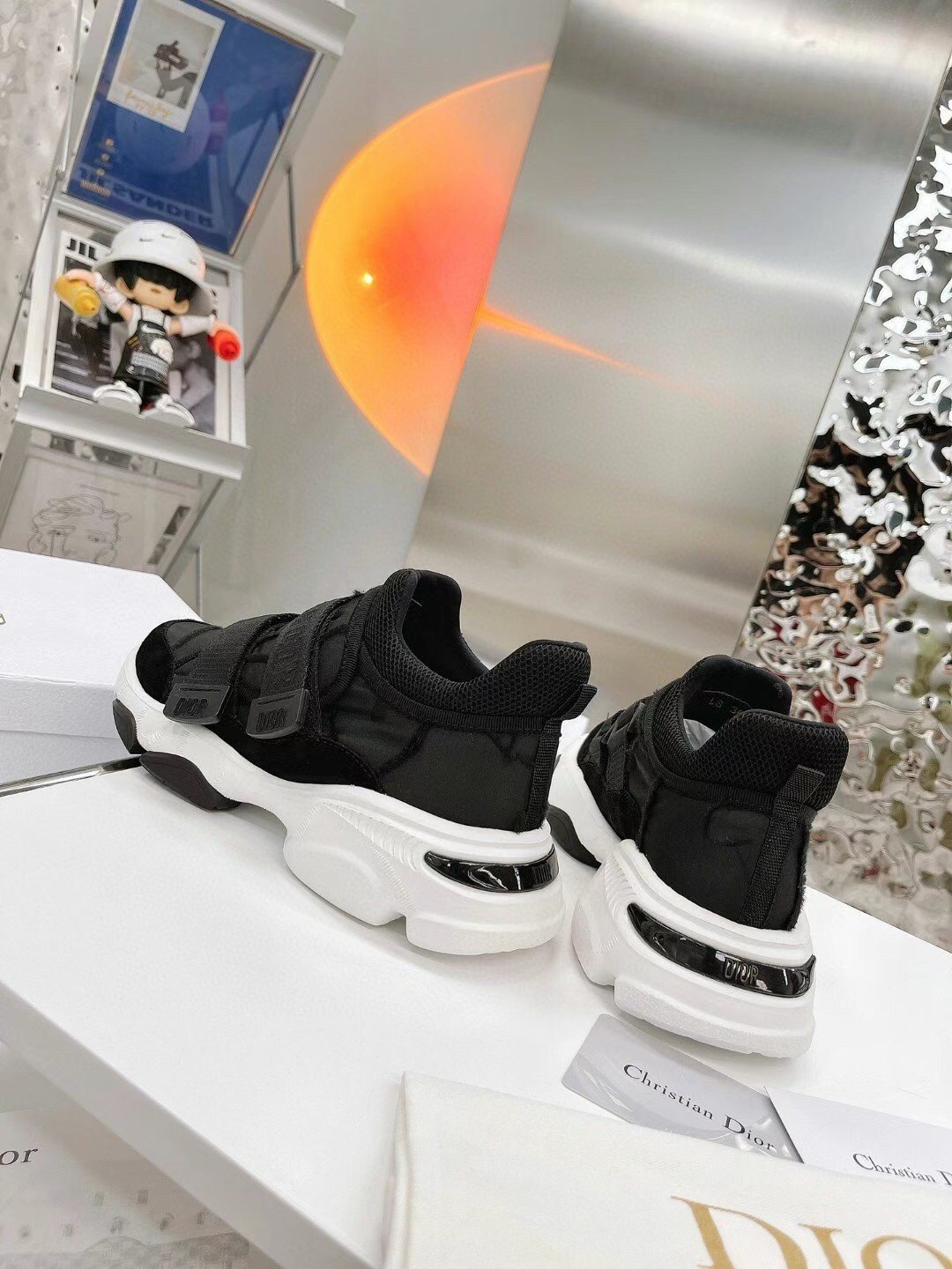 Dior D-Wander Sneakers In Black Camouflage Technical Fabric