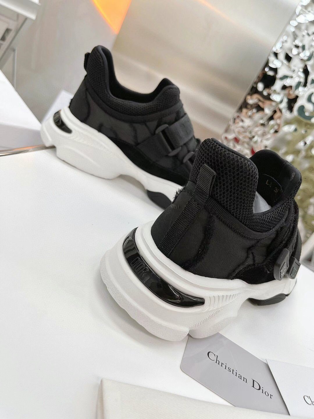 Dior D-Wander Sneakers In Black Camouflage Technical Fabric