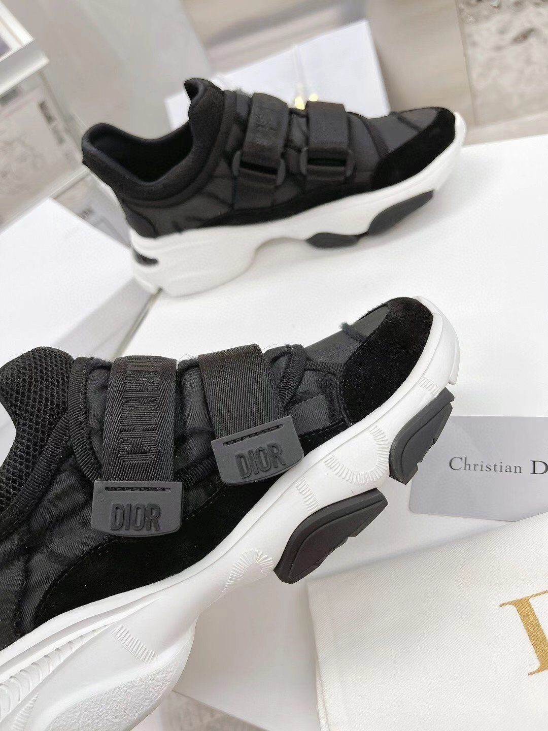 Dior D-Wander Sneakers In Black Camouflage Technical Fabric