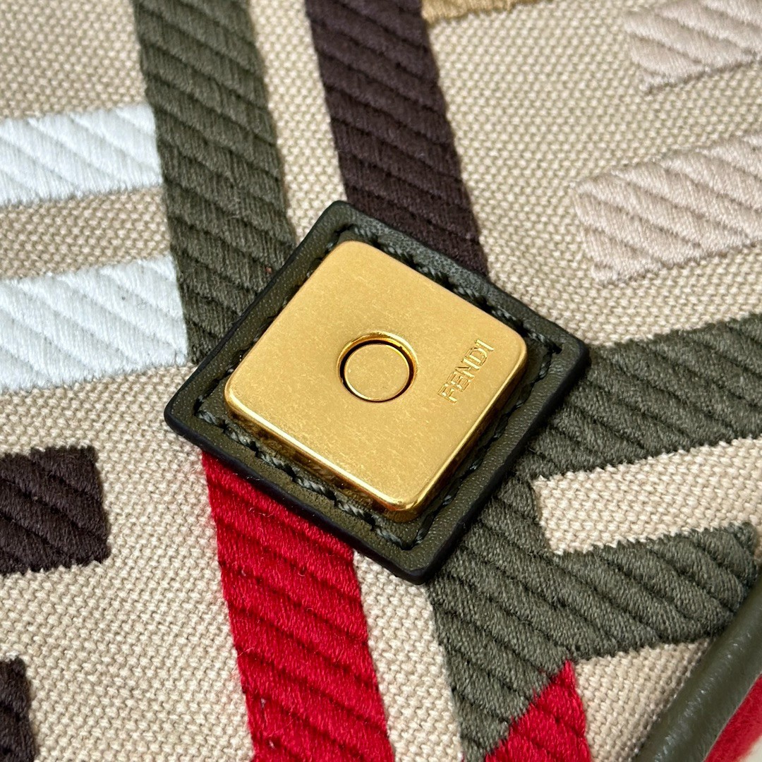 Fendi Baguette Mini Bag in Canvas with Multicolor FF Embroidery