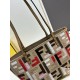 Fendi Small Roll Tote in Canvas with Multicolor FF Embroidery