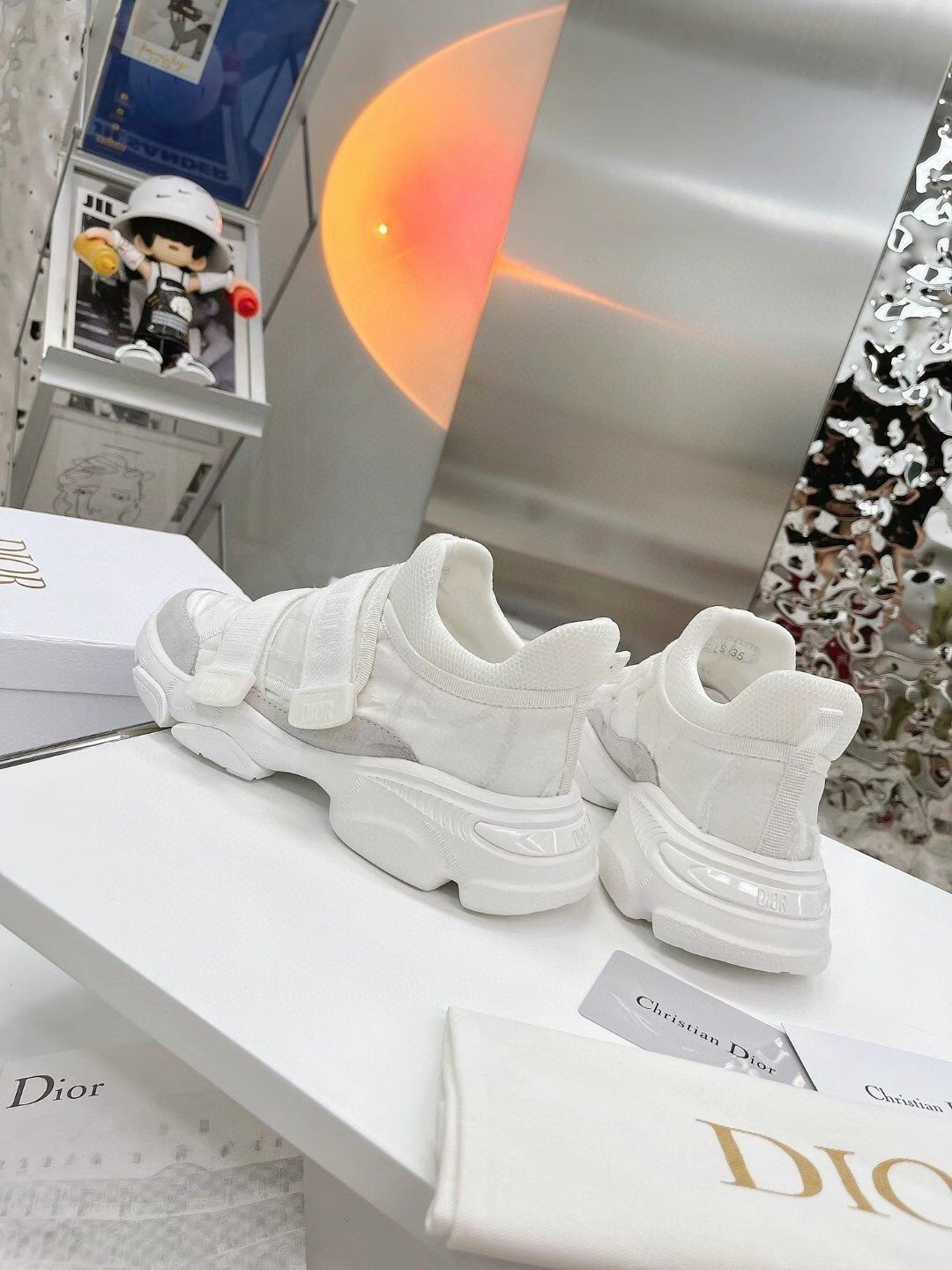 Dior D-Wander Sneakers In White Camouflage Technical Fabric