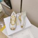 Dior Vibe Sneakers In White Mesh and Gold Leather