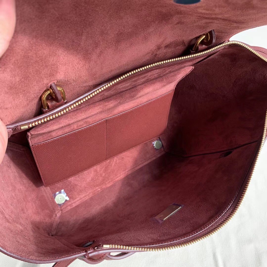 Celine Belt Mini Bag In Bordeaux Grained Calfskin