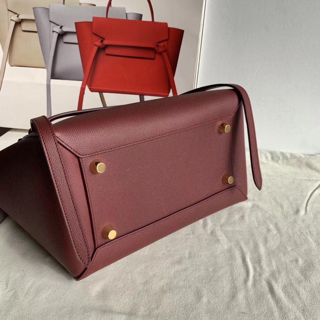 Celine Belt Mini Bag In Bordeaux Grained Calfskin