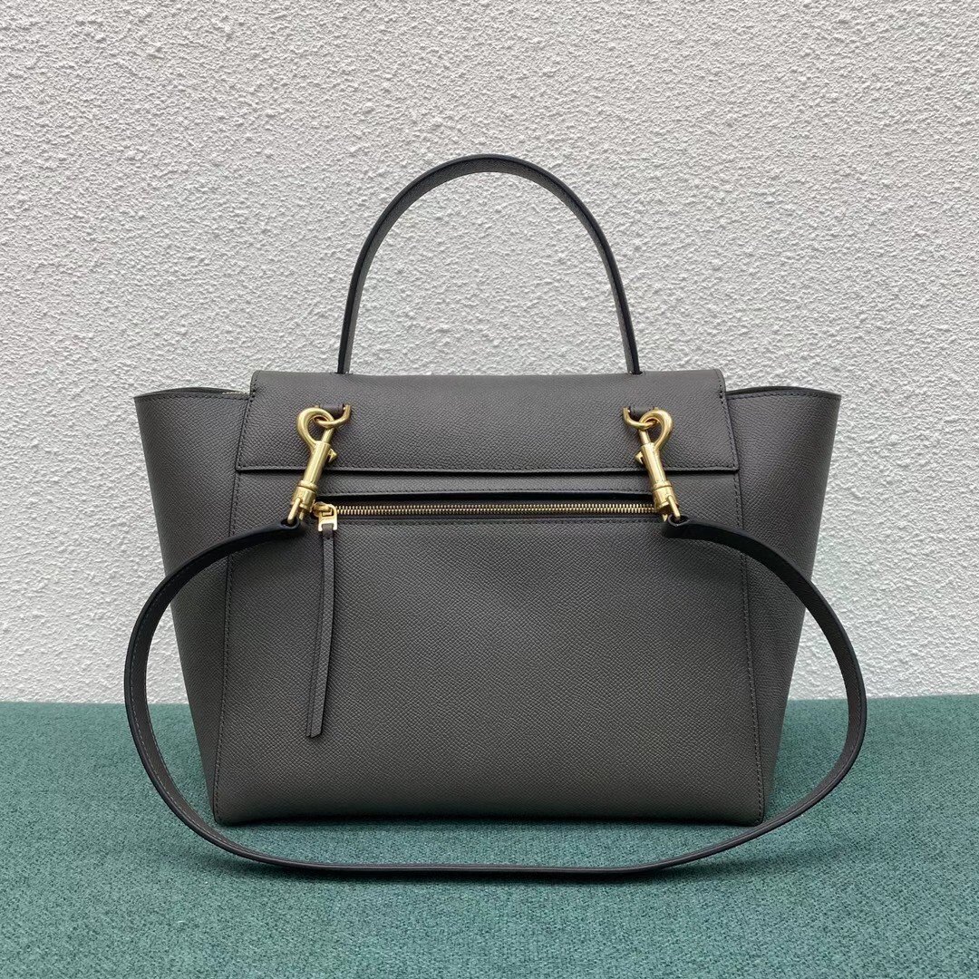 Celine Belt Mini Bag In Grey Grained Calfskin