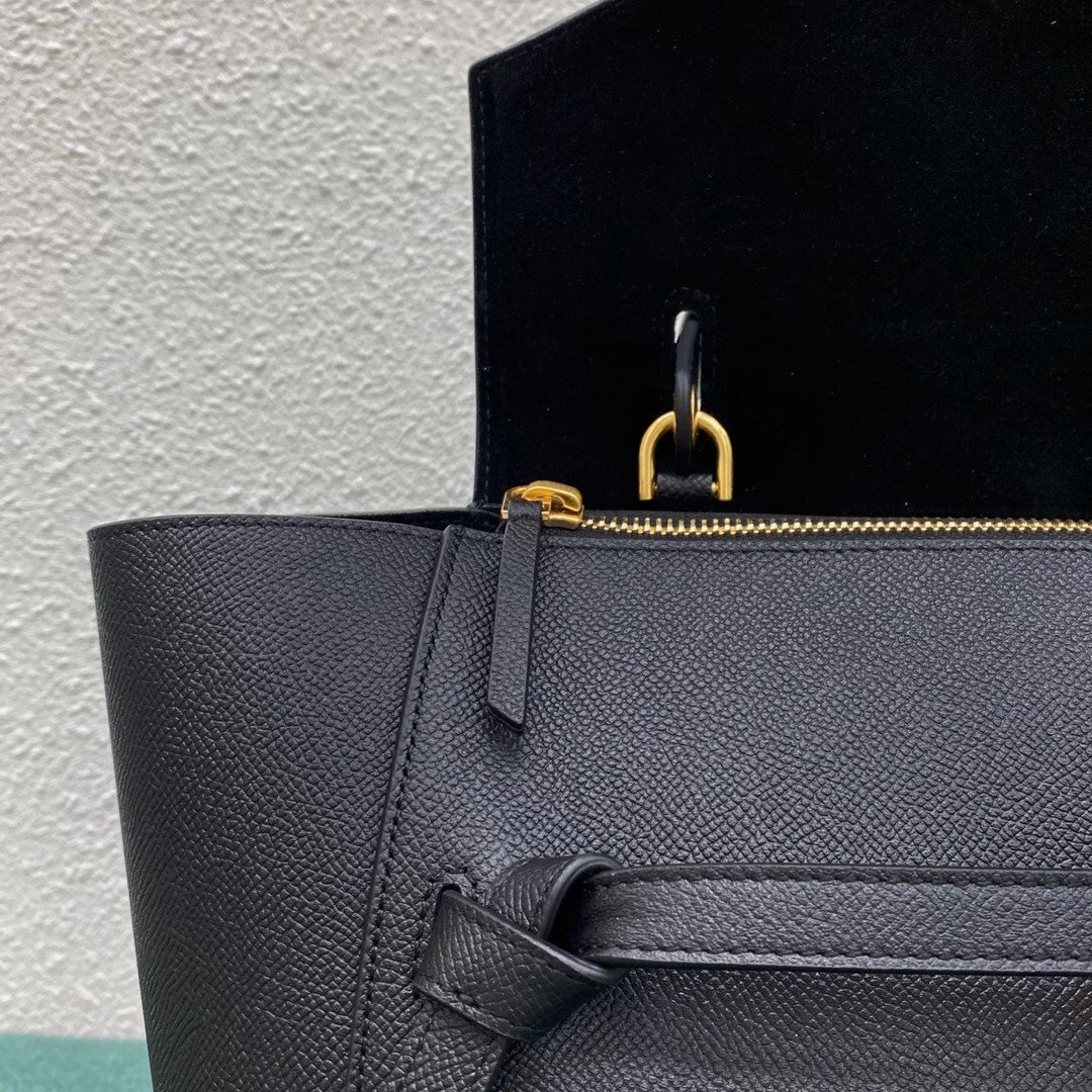 Celine Belt Mini Bag In Black Grained Calfskin