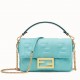 Fendi Small Baguette Bag In Blue FF Nappa Leather