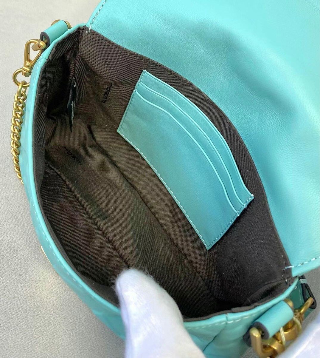 Fendi Small Baguette Bag In Blue FF Nappa Leather