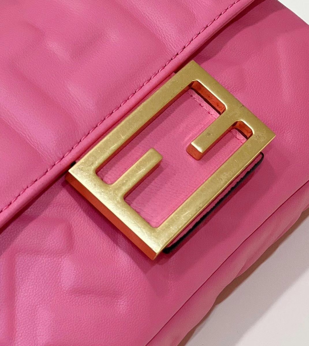 Fendi Small Baguette Bag In Pink FF Nappa Leather