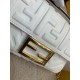 Fendi Small Baguette Bag In White FF Nappa Leather