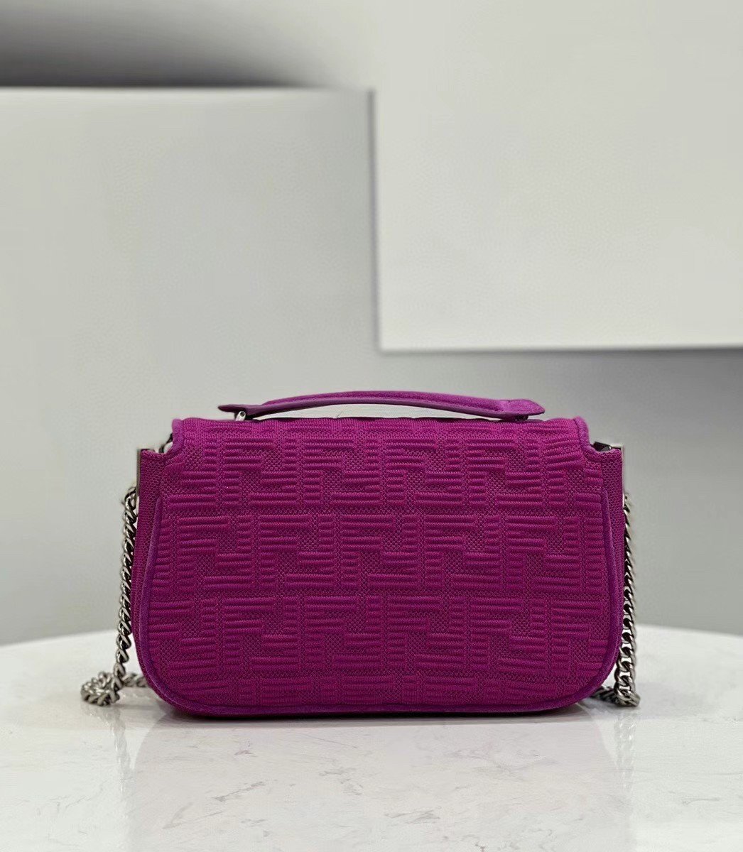 Fendi Baguette Chain Midi Bag In Fuchsia FF Fabric