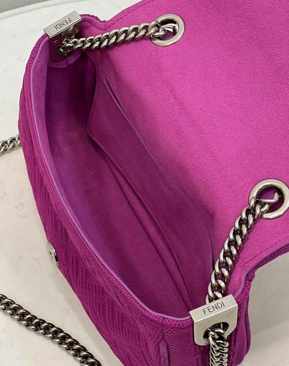 Fendi Baguette Chain Midi Bag In Fuchsia FF Fabric