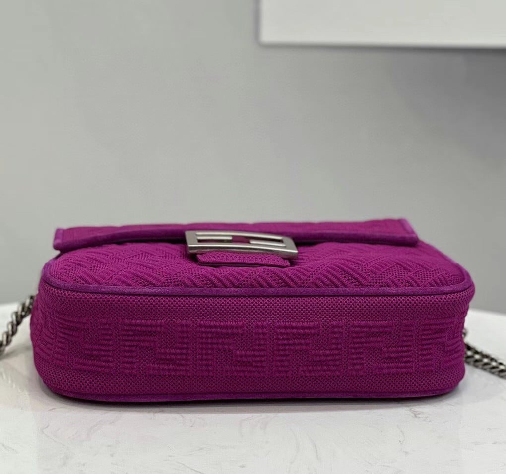 Fendi Baguette Chain Midi Bag In Fuchsia FF Fabric