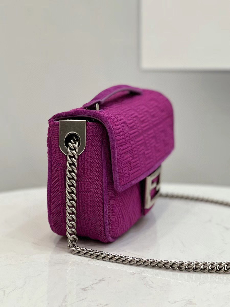 Fendi Baguette Chain Midi Bag In Fuchsia FF Fabric