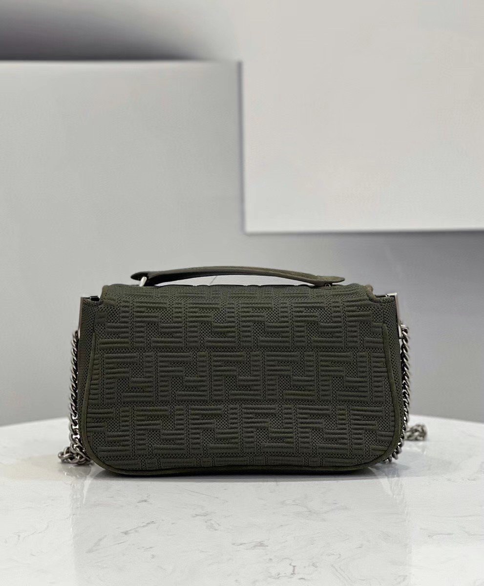 Fendi Baguette Chain Midi Bag In Green FF Fabric