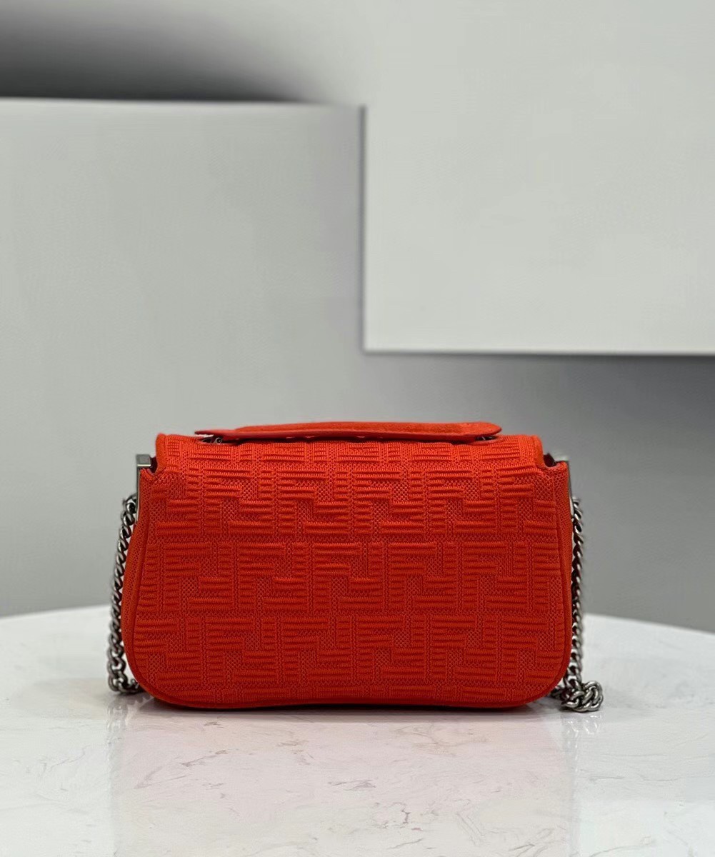 Fendi Baguette Chain Midi Bag In Piment FF Fabric