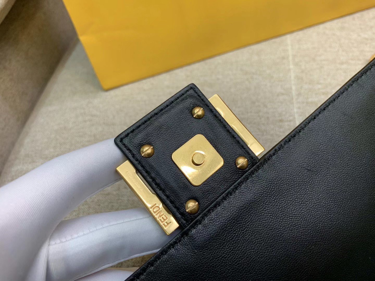 Fendi Medium Baguette Bag In Black FF Nappa Leather