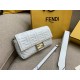 Fendi Medium Baguette Bag In White FF Nappa Leather