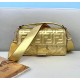 Fendi Medium Baguette Bag In Gold FF Metallic Leather