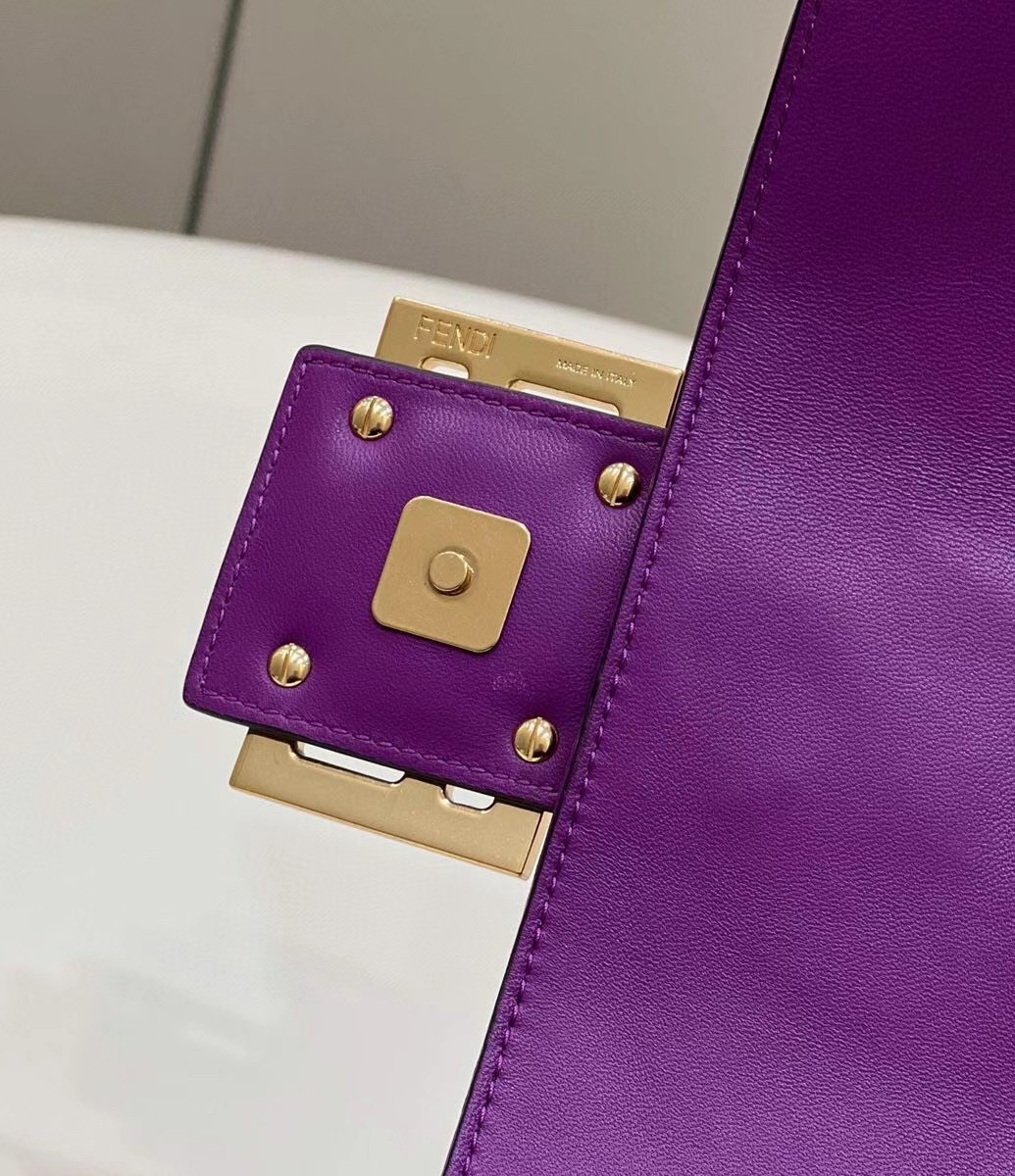 Fendi Large Baguette Bag In Purple FF Nappa Leather