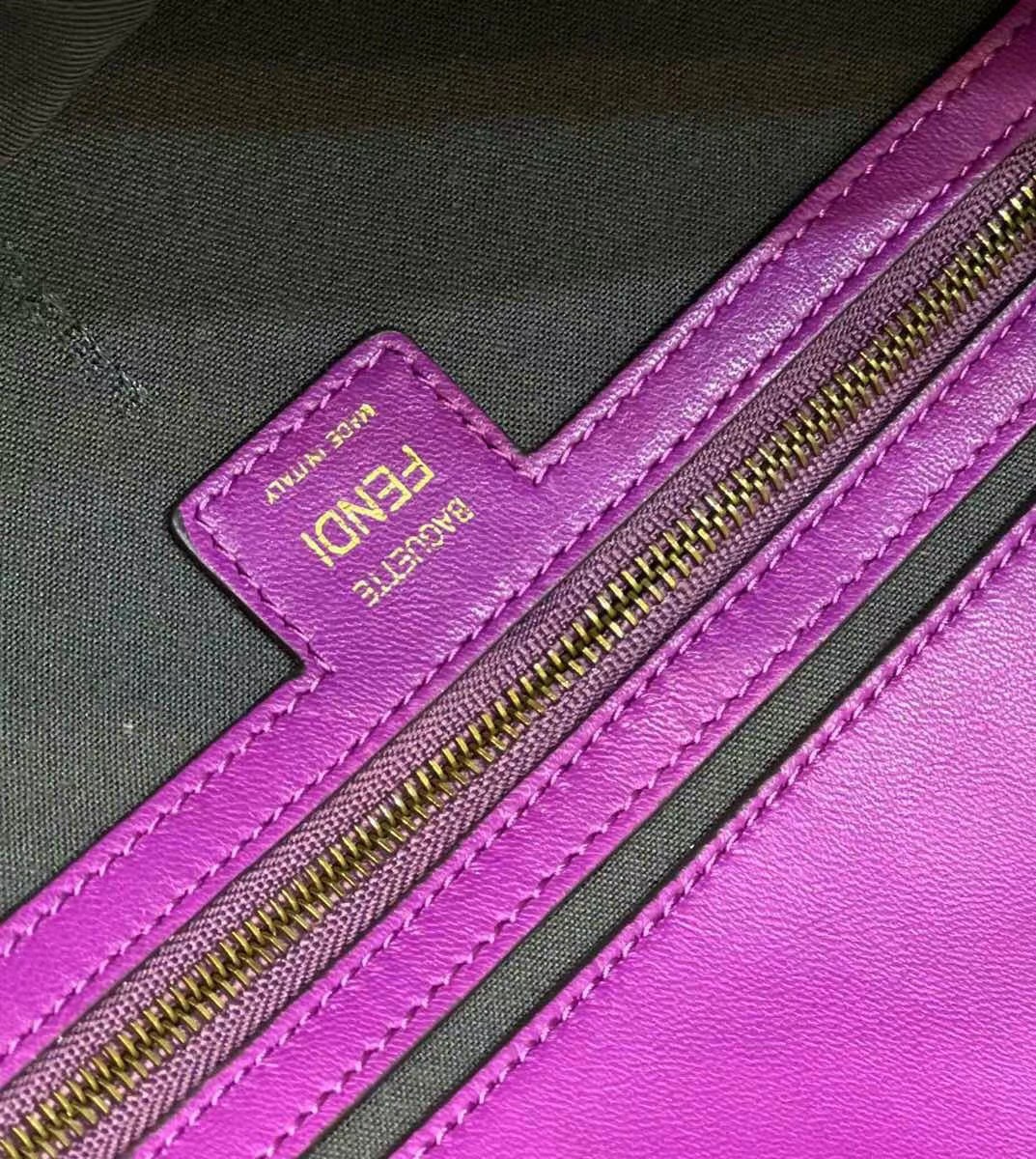 Fendi Large Baguette Bag In Purple FF Nappa Leather