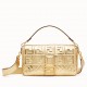 Fendi Large Baguette Bag In Gold FF Metallic Leather