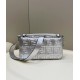 Fendi Large Baguette Bag In Silver FF Metallic Leather