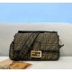 Fendi Large Baguette Bag In Brown FF Jacquard Fabric