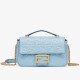 Fendi Baguette Chain Midi Bag In Blue Nappa Leather