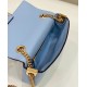 Fendi Baguette Chain Midi Bag In Blue Nappa Leather