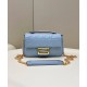 Fendi Baguette Chain Midi Bag In Blue Nappa Leather